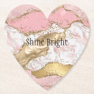 Dessous-de-verre En Papier Parties scintillant or Marbre blanc rose