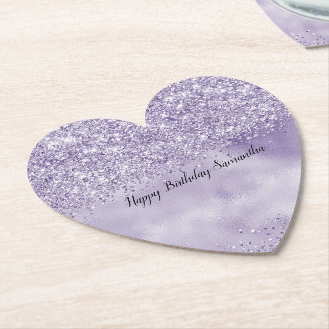 Dessous-de-verre En Papier Parties scintillant violette brillante (Incliné)