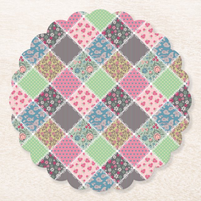 Dessous-de-verre En Papier Pastel Floral Quilt Carré (Devant)