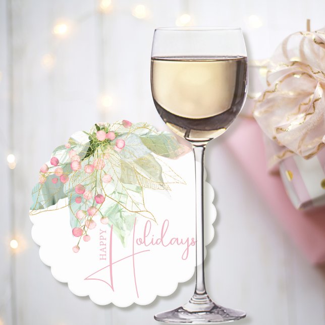 Dessous-de-verre En Papier Pastel Green Pink Gold Poinsettia St Jacques (Créateur téléchargé)