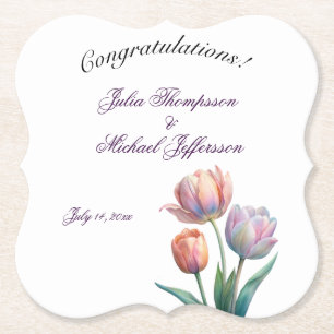 Dessous-de-verre En Papier Pastel Tulip Mariage Suite Typographie élégante