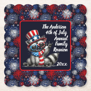 Dessous-de-verre En Papier Patriotic Raccoon 4 juillet