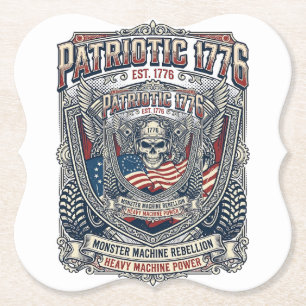 Dessous-de-verre En Papier Patriotique 1776 Hors Route Crâne Monster Truck Lo