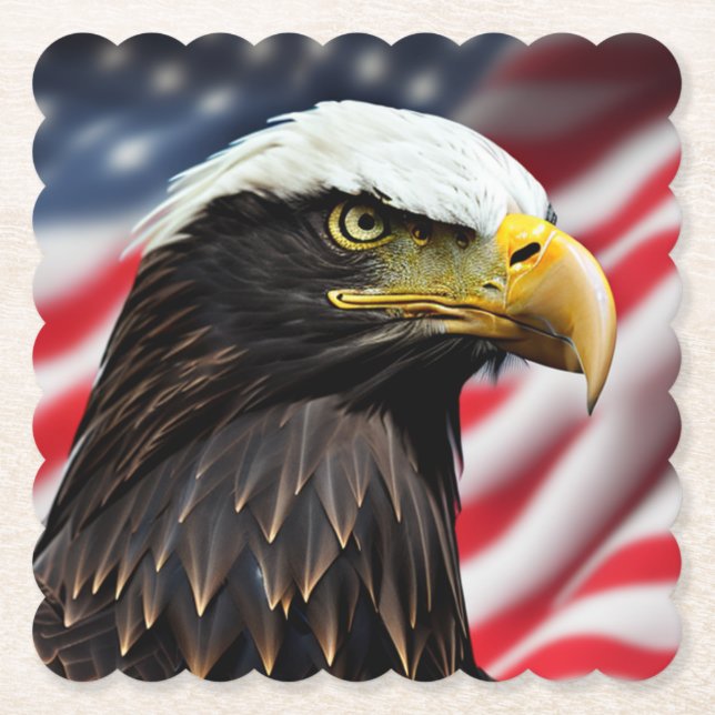 Dessous-de-verre En Papier Patriotique/Aigle/Américain/USA (Devant)