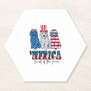 Dessous-de-verre En Papier Patriotique Goldendoodle Chien 4 juillet Amérique