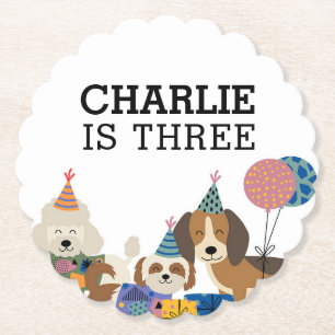 Dessous-de-verre En Papier Pawty Chien Chien Chien Chien Chiot fête d'anniver