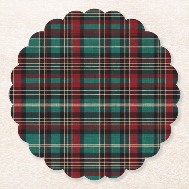 Dessous-de-verre En Papier Pays Red Green Plaid Noël (Devant)