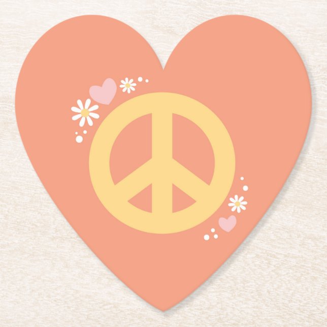 Dessous-de-verre En Papier Peace Flower Power Love Party Dessous de verre 60' (Devant)