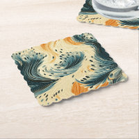 Peacock à crème bleue orange Abstraite