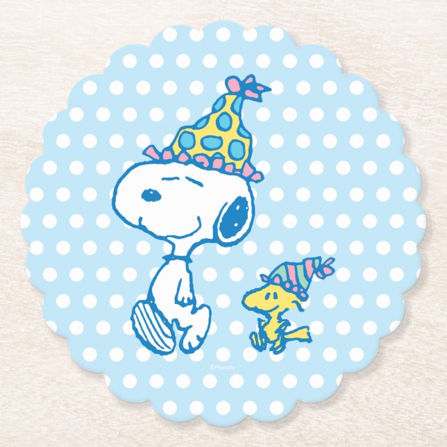 Dessous-de-verre En Papier PEANUTS | Snoopy & Woodstock Pois (Devant)