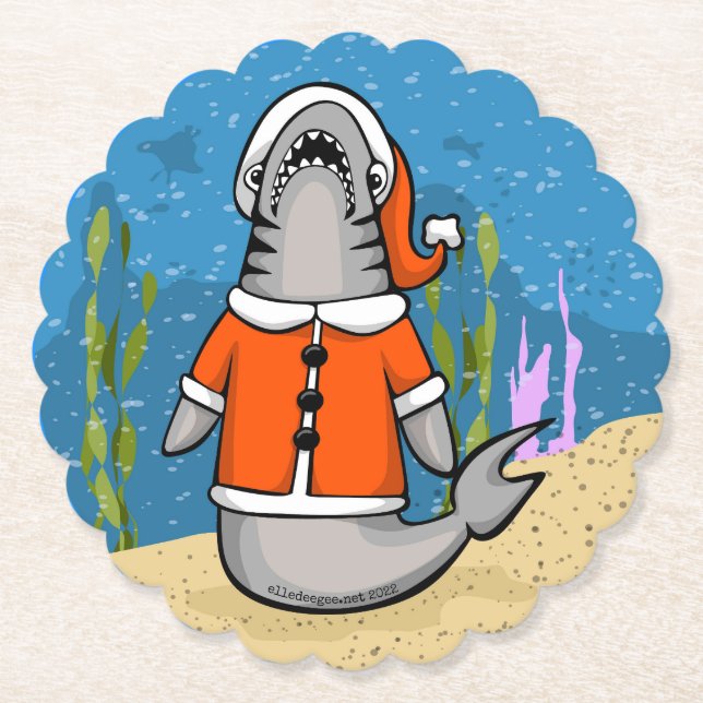 Dessous-de-verre En Papier Père Noël Shark (Devant)