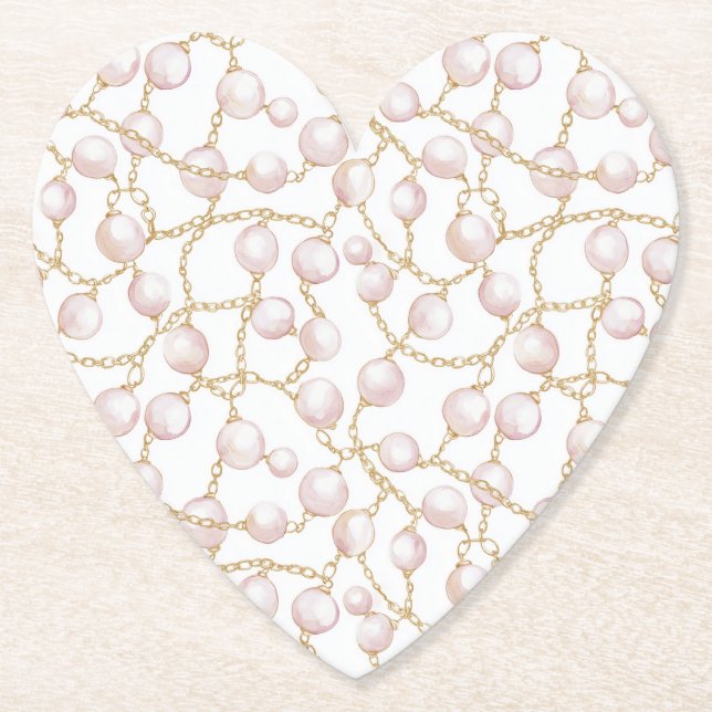 Dessous-de-verre En Papier Perles de Glam Rose Or (Devant)