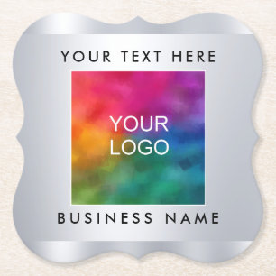 Dessous-de-verre En Papier Personnalisé Ajouter Logo Ici Faux Silver Metallo 