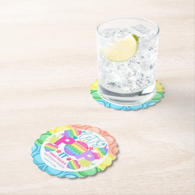 Dessous-de-verre En Papier Personnalisé Pop It Birthday Girl (En situation)