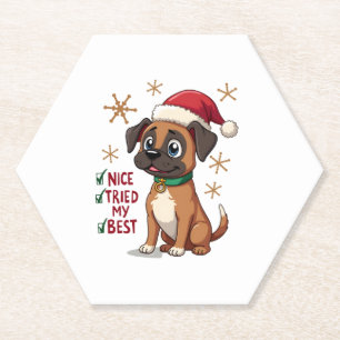 Dessous-de-verre En Papier Petit chien de boxer chien Noël Nice J'ai essayé m