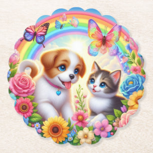 Dessous-de-verre En Papier Petit chiot/chiot/chaton
