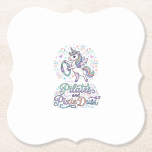 Dessous-de-verre En Papier Pilates de Licorne et Poussière de Fée sur Fond Bl