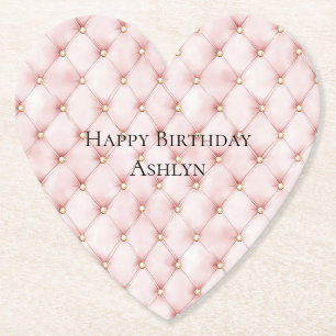 Dessous-de-verre En Papier Pink Blush Gold Tufts Anniversaire