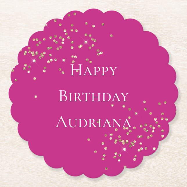Dessous-de-verre En Papier Pink Gold Sparkle Confetti Anniversaire (Devant)
