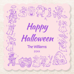 Dessous-de-verre En Papier Pink violet Quirky Main Drake Doodles Halloween