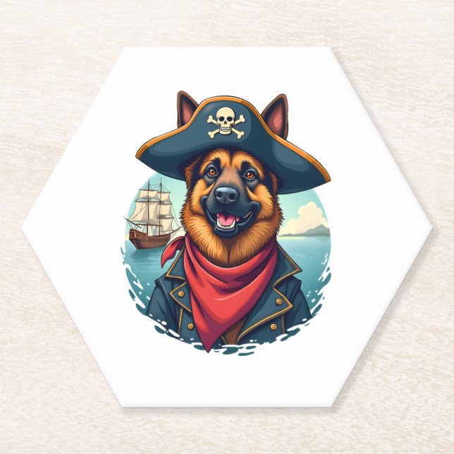 Dessous-de-verre En Papier Pirate de chien berger allemand (Devant)
