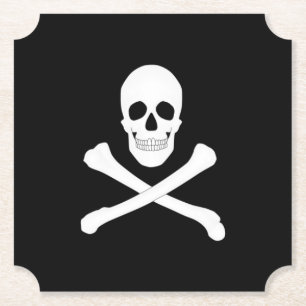 Dessous-de-verre En Papier Pirate Party (Crâne et os croisés) (Jolly roger)