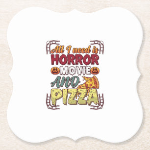 Dessous-de-verre En Papier Pizza Film d'Horreur Halloween Citrouille Crâne Tr