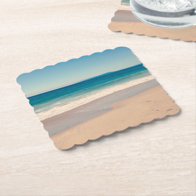 Dessous-de-verre En Papier Plage Photo Ocean Blue Pittoresque (Incliné)