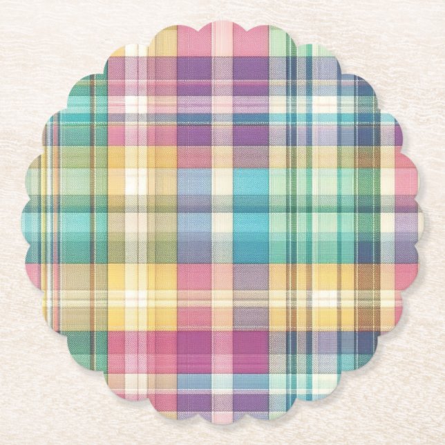 Dessous-de-verre En Papier Plaid au printemps/Pâques/tartan (Devant)