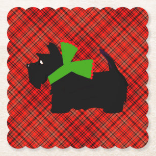 Dessous-de-verre En Papier Plaid Scotty Chien Joyeux Noël Idées cadeaux