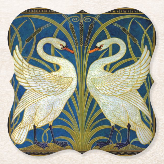 Dessous-de-verre En Papier Plaque de souris Art Déco Swans (Devant)