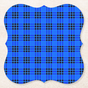 Dessous-de-verre En Papier Plaqué Royal Blue Black Checks Motif-57686