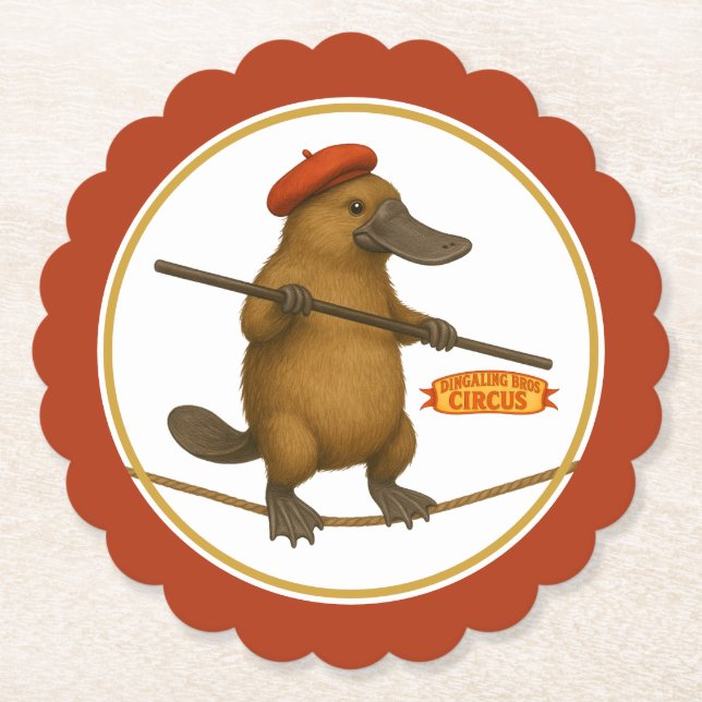 Dessous-de-verre En Papier Platypus on a tightrope (Devant)