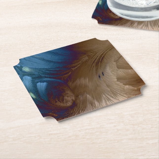 Dessous-de-verre En Papier Plumes d'or (Incliné)