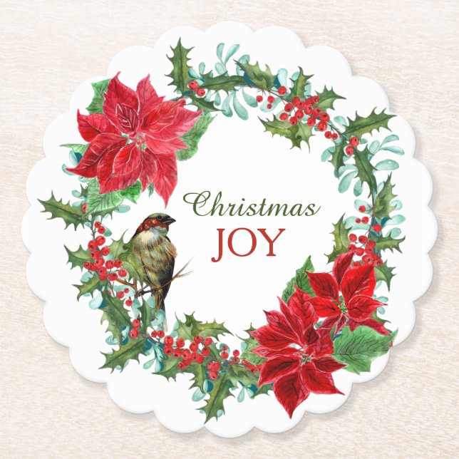 Dessous-de-verre En Papier Poinsettia Holly Berry (Devant)