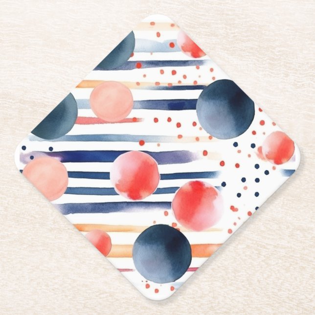 Dessous-de-verre En Papier Points et bandes 5 (Devant)