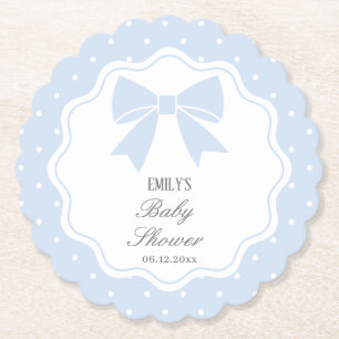 Dessous-de-verre En Papier Pois classique Baby Blue Bow Baby shower garçon