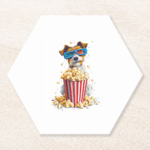 Dessous-de-verre En Papier Popcorn Pup - Movie Night Dog