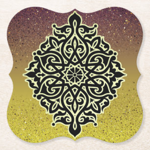 Dessous-de-verre En Papier Posavasos de cartón con purpurina y decoración