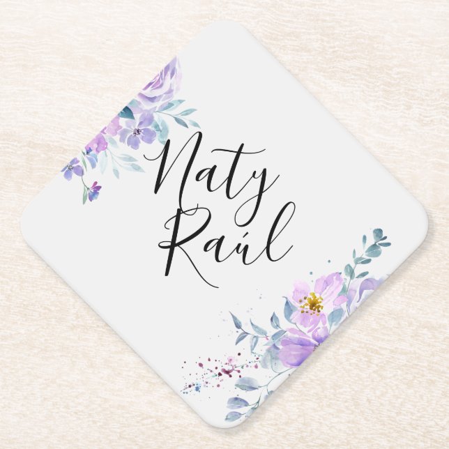 Dessous-de-verre En Papier Posavasos Personalizados en tonos lilas (Devant)