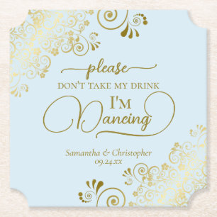 Dessous-de-verre En Papier Posh Pale Blue & Gold ne prenez pas mon Mariage de