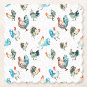 Dessous-de-verre En Papier Poulets Amateurs De Poules De Pays