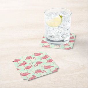 Dessous-de-verre En Papier Preppy Chic Elegant Pink Flamingo Motif