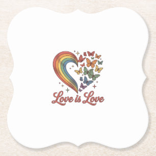 Dessous-de-verre En Papier Pride Papillon Cœur Amour Est Amour Conception de