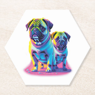 Dessous-de-verre En Papier Pugs Pop en Rose