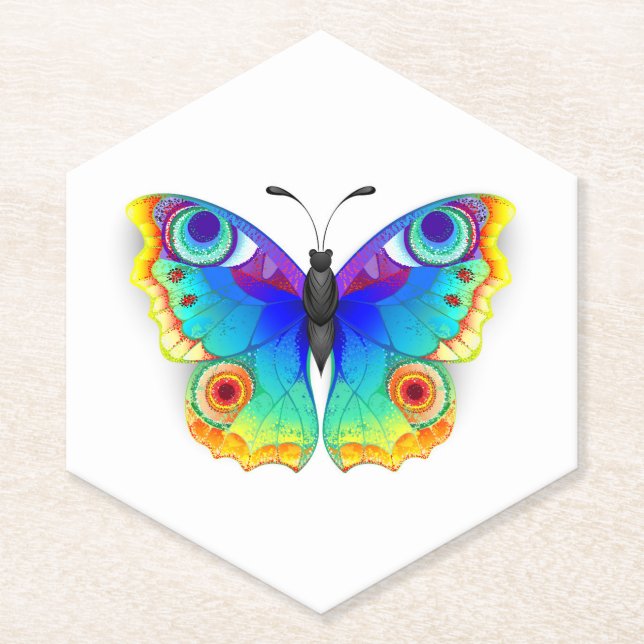 Dessous-de-verre En Papier Rainbow Butterfly Peacock Eye (Devant)