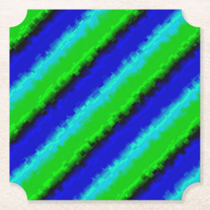 Dessous-de-verre En Papier Rayures de verre brisé bleu vert