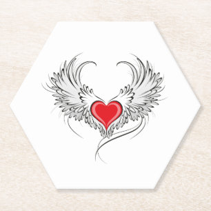 Dessous-de-verre En Papier Red Angel Coeur avec ailes
