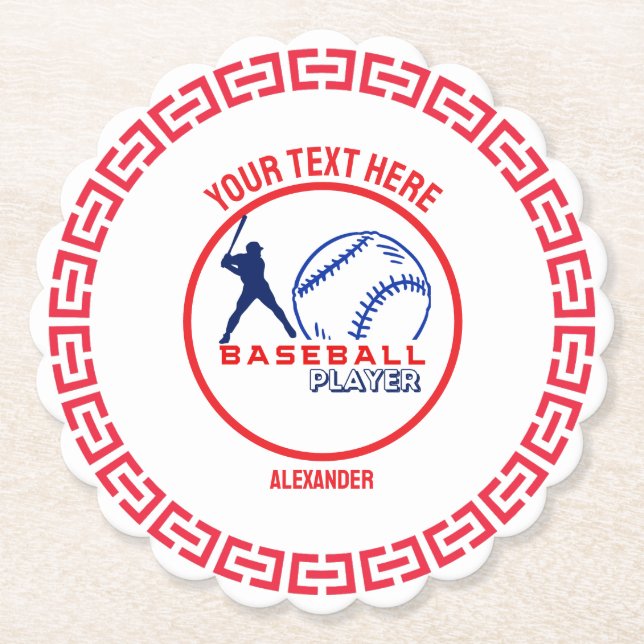 Dessous-de-verre En Papier Red Blue Baseball Girl Boy Birthday Party (Devant)