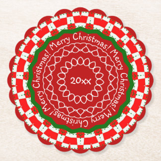 Dessous-de-verre En Papier Red Green Checks Joyeux Noël